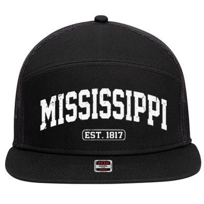 Mississippi Vintage State Athletic Style 7 Panel Mesh Trucker Snapback Hat