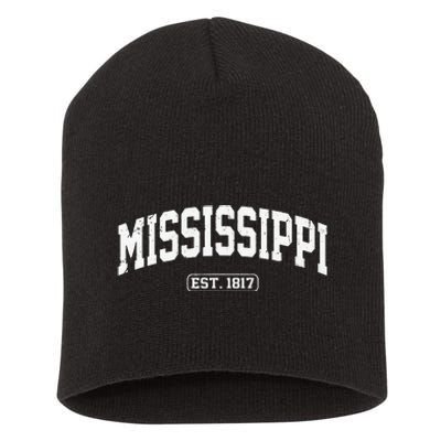 Mississippi Vintage State Athletic Style Short Acrylic Beanie