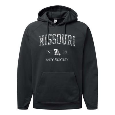 Missouri Vintage Sports Design Missourian Mo Performance Fleece Hoodie