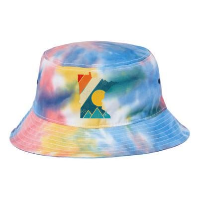 Minnesota Vintage State Map Mountains Hiking Pride Gift Tie Dye Newport Bucket Hat