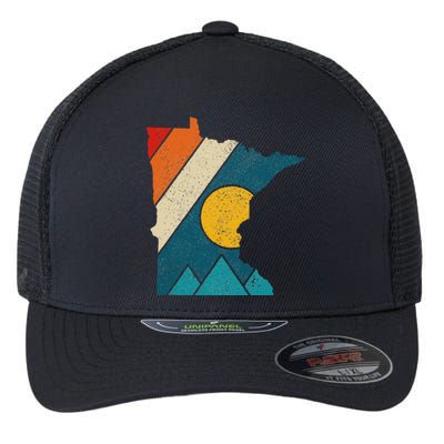 Minnesota Vintage State Map Mountains Hiking Pride Gift Flexfit Unipanel Trucker Cap