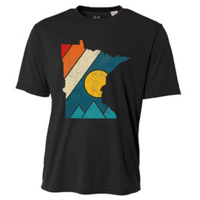 Minnesota Vintage State Map Mountains Hiking Pride Gift Cooling Performance Crew T-Shirt