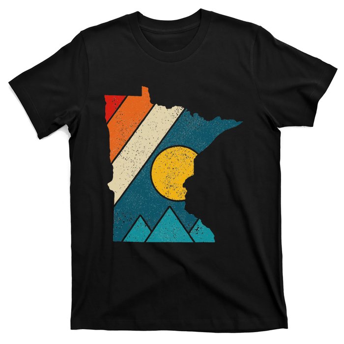 Minnesota Vintage State Map Mountains Hiking Pride Gift T-Shirt