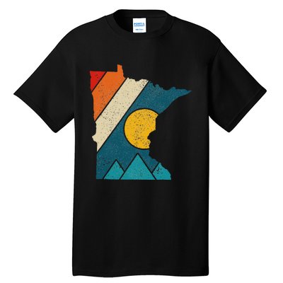 Minnesota Vintage State Map Mountains Hiking Pride Gift Tall T-Shirt