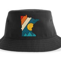 Minnesota Vintage State Map Mountains Hiking Pride Gift Sustainable Bucket Hat