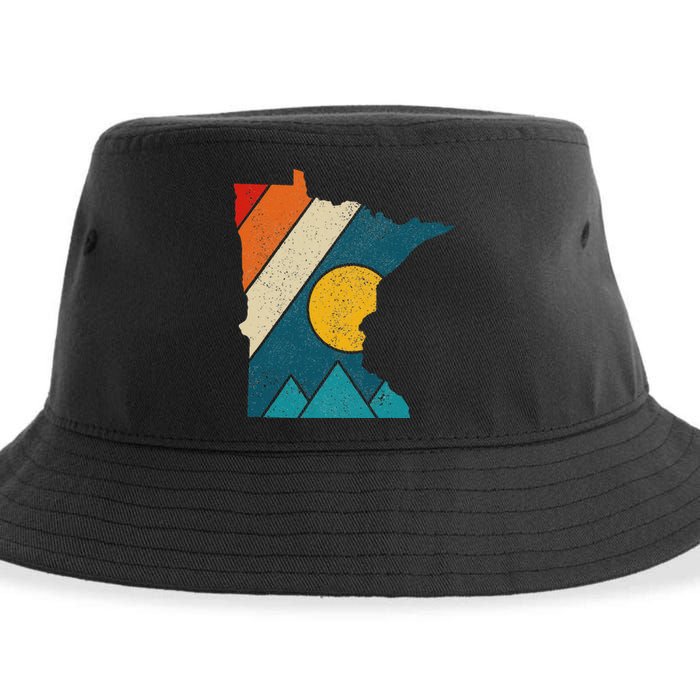 Minnesota Vintage State Map Mountains Hiking Pride Gift Sustainable Bucket Hat