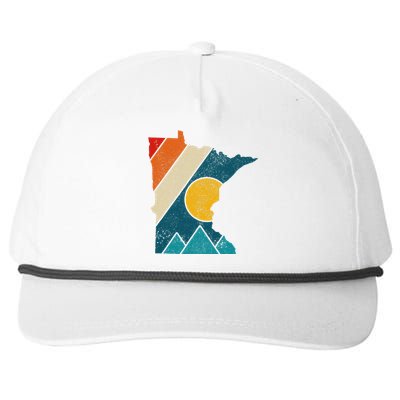 Minnesota Vintage State Map Mountains Hiking Pride Gift Snapback Five-Panel Rope Hat