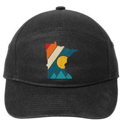 Minnesota Vintage State Map Mountains Hiking Pride Gift 7-Panel Snapback Hat