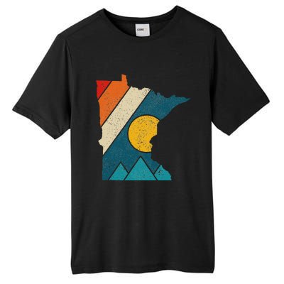 Minnesota Vintage State Map Mountains Hiking Pride Gift Tall Fusion ChromaSoft Performance T-Shirt