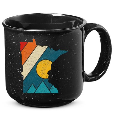 Minnesota Vintage State Map Mountains Hiking Pride Gift 15oz Campfire Ceramic Mug