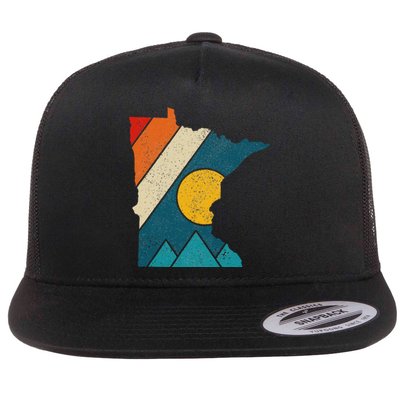 Minnesota Vintage State Map Mountains Hiking Pride Gift Flat Bill Trucker Hat