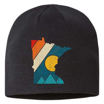 Minnesota Vintage State Map Mountains Hiking Pride Gift Sustainable Beanie