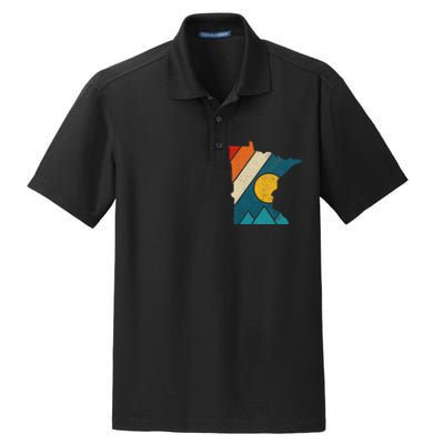 Minnesota Vintage State Map Mountains Hiking Pride Gift Dry Zone Grid Polo