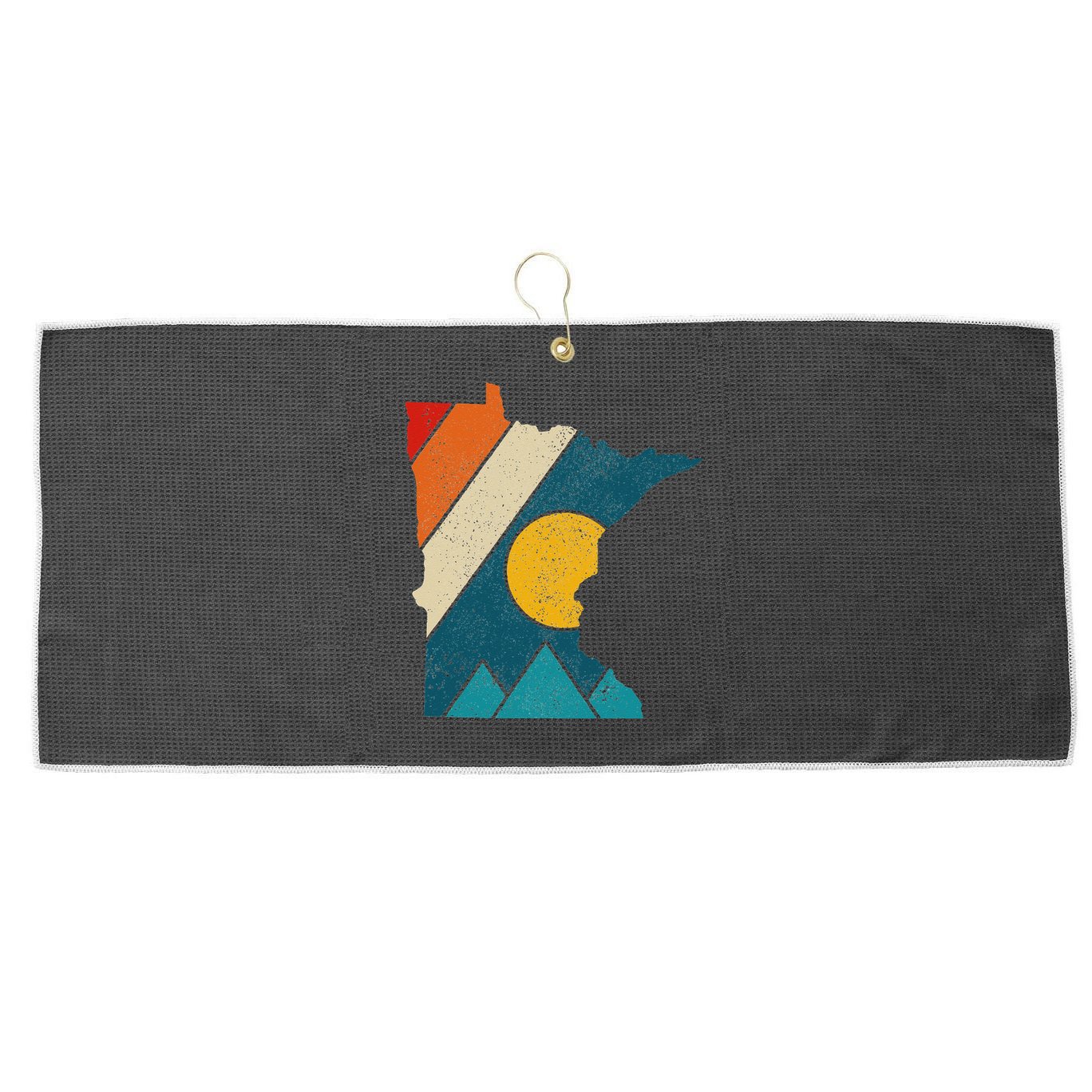 Minnesota Vintage State Map Mountains Hiking Pride Gift Large Microfiber Waffle Golf Towel