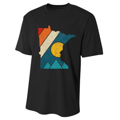 Minnesota Vintage State Map Mountains Hiking Pride Gift Performance Sprint T-Shirt