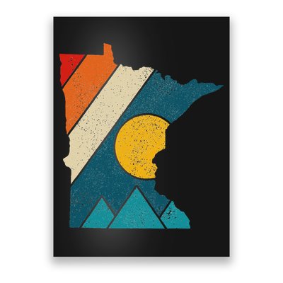 Minnesota Vintage State Map Mountains Hiking Pride Gift Poster