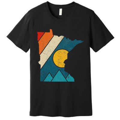 Minnesota Vintage State Map Mountains Hiking Pride Gift Premium T-Shirt