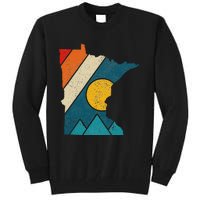 Minnesota Vintage State Map Mountains Hiking Pride Gift Tall Sweatshirt