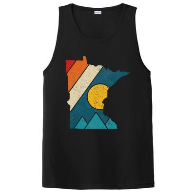 Minnesota Vintage State Map Mountains Hiking Pride Gift PosiCharge Competitor Tank