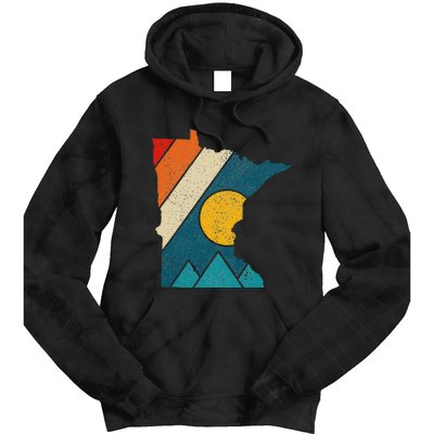 Minnesota Vintage State Map Mountains Hiking Pride Gift Tie Dye Hoodie