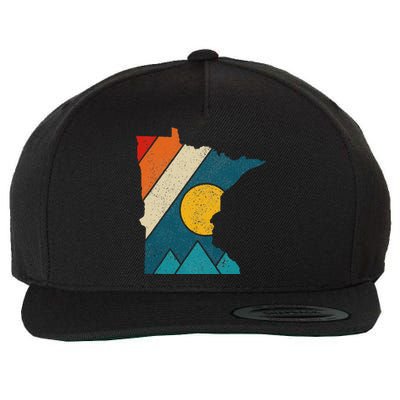 Minnesota Vintage State Map Mountains Hiking Pride Gift Wool Snapback Cap