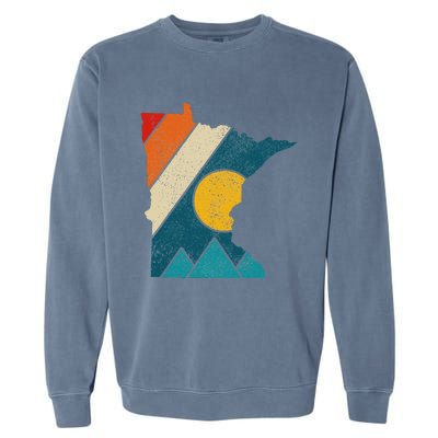 Minnesota Vintage State Map Mountains Hiking Pride Gift Garment-Dyed Sweatshirt