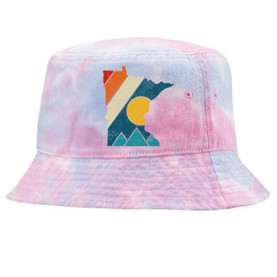 Minnesota Vintage State Map Mountains Hiking Pride Gift Tie-Dyed Bucket Hat