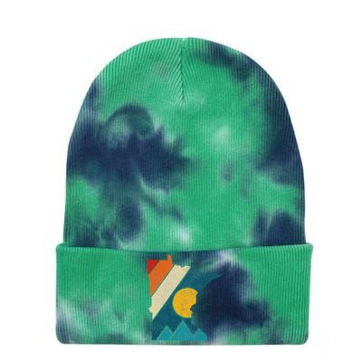 Minnesota Vintage State Map Mountains Hiking Pride Gift Tie Dye 12in Knit Beanie