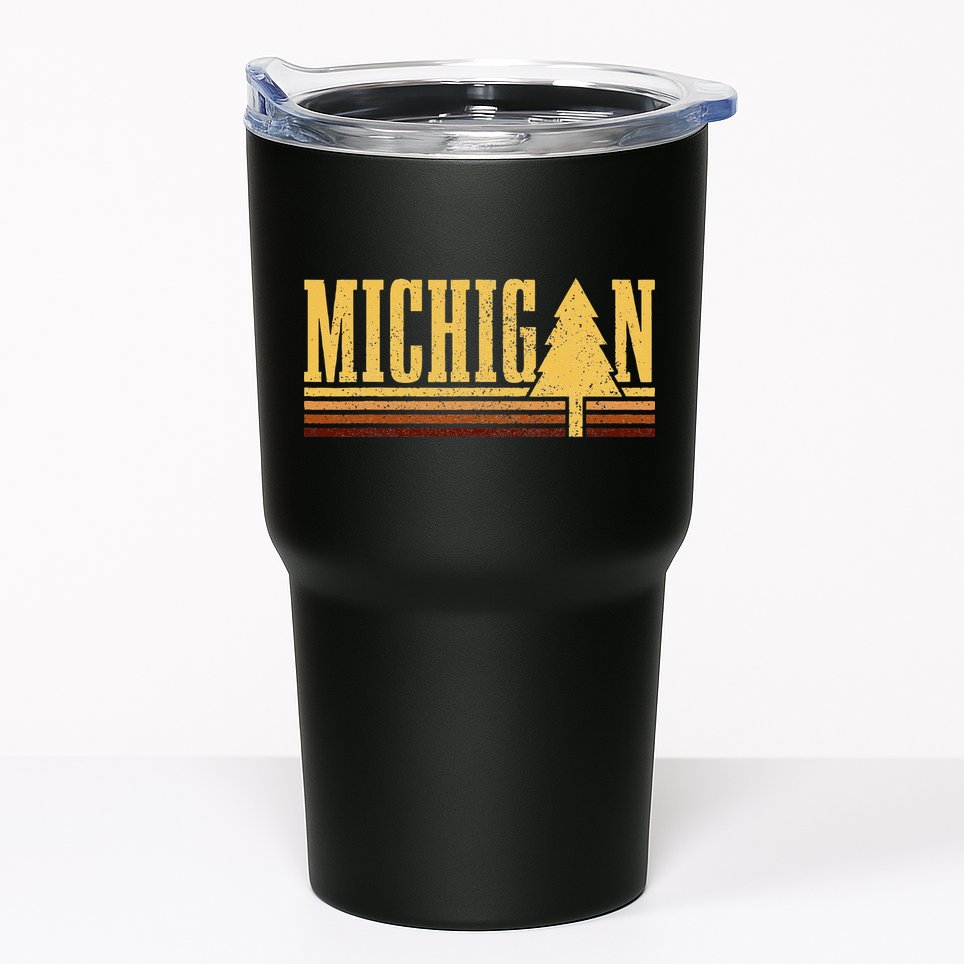 Michigan Vintage Tree State Pride Camping Hiking Michigan Tumbler