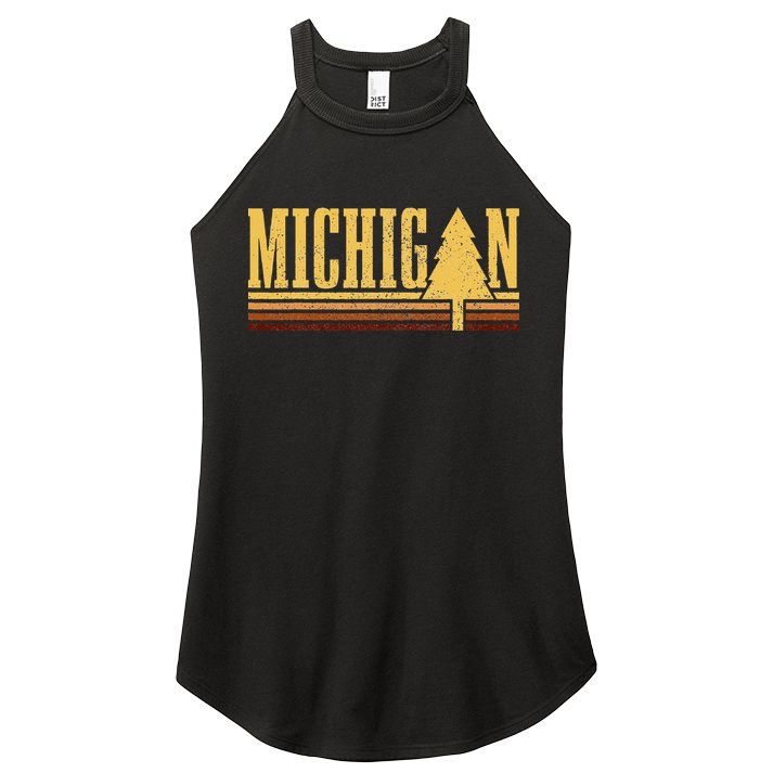 Michigan Vintage Tree State Pride Camping Hiking Michigan Women's Perfect Tri Rocker Tank