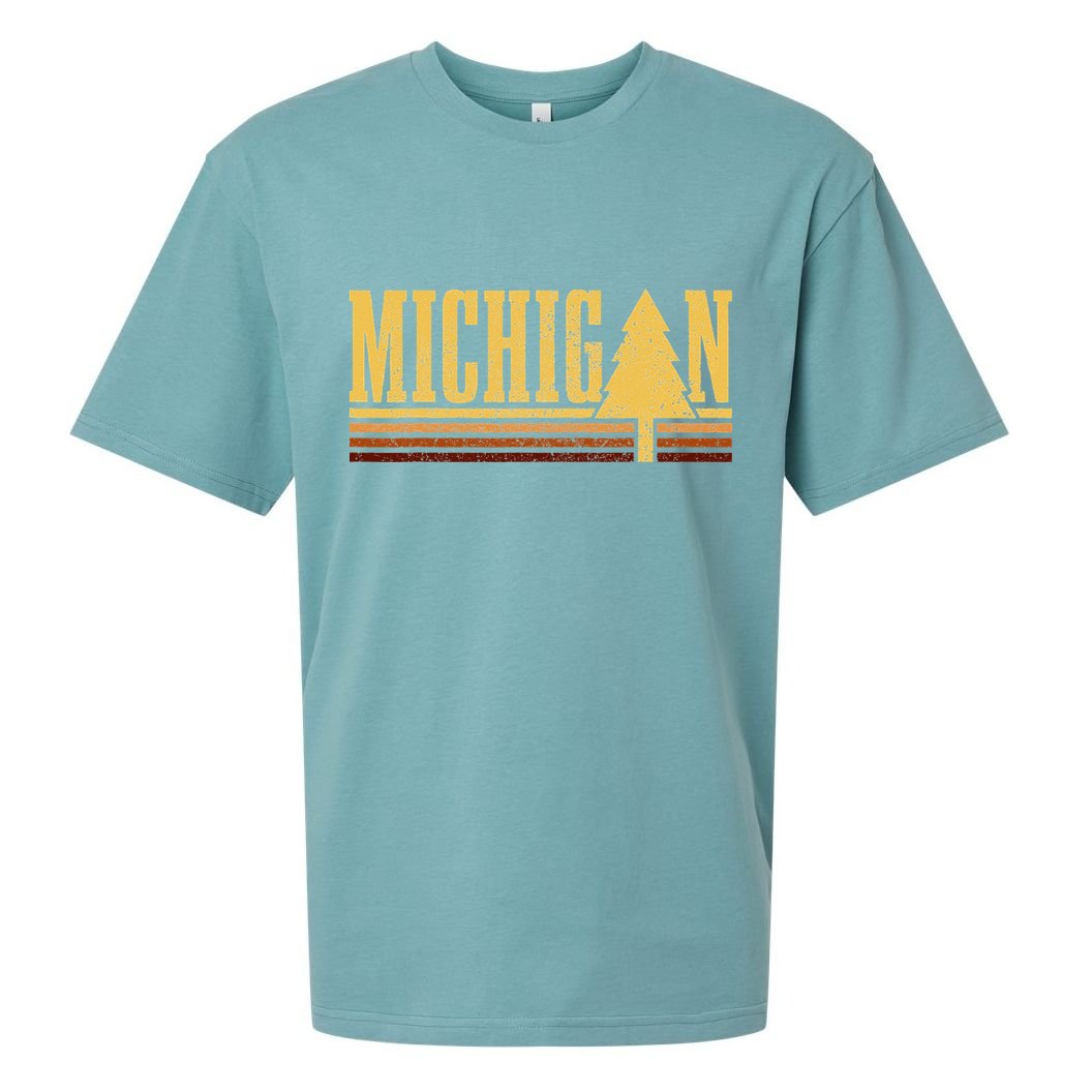 Michigan Vintage Tree State Pride Camping Hiking Michigan Sueded Cloud Jersey T-Shirt