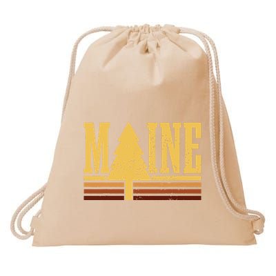 Maine Vintage Tree State Pride Camping Hiking Maine Drawstring Bag