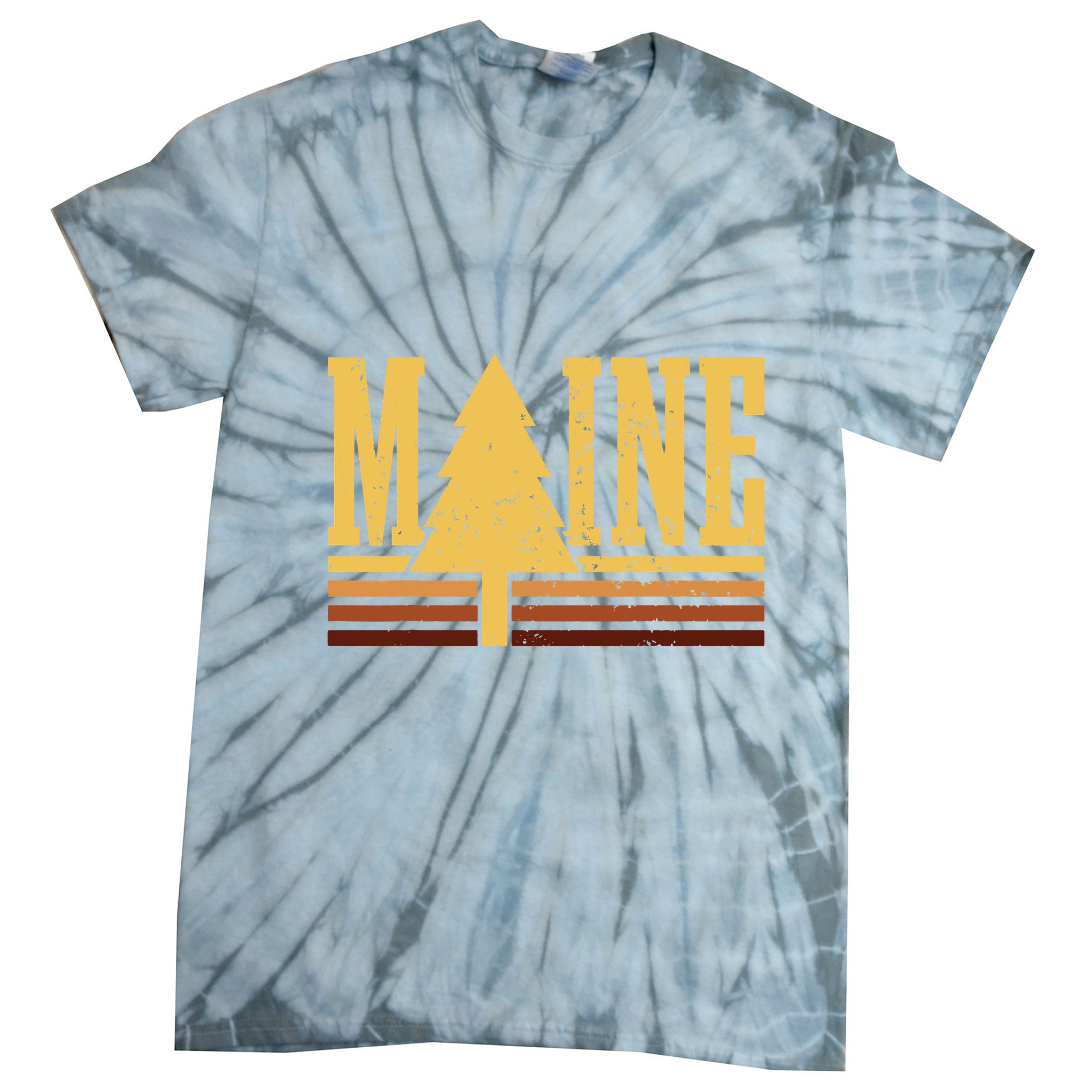 Maine Vintage Tree State Pride Camping Hiking Maine Tie-Dye T-Shirt