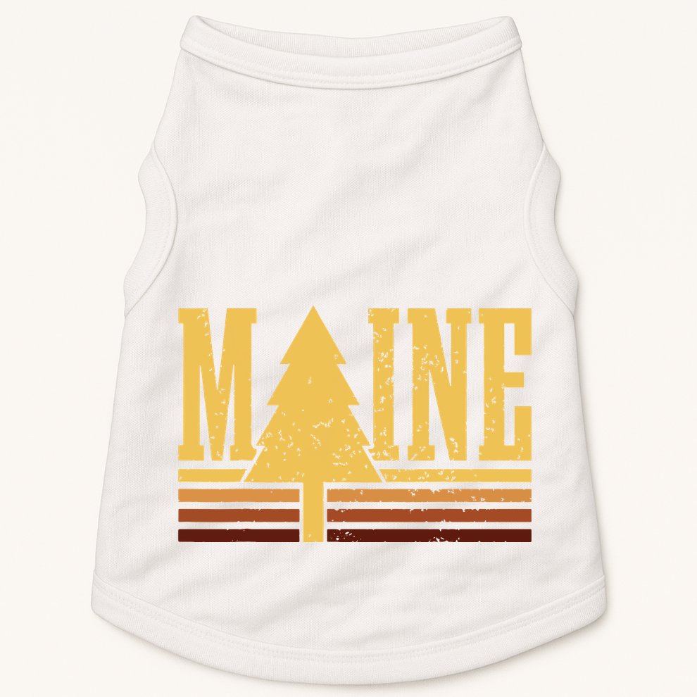 Maine Vintage Tree State Pride Camping Hiking Maine Doggie Tank