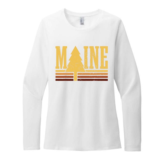 Maine Vintage Tree State Pride Camping Hiking Maine Womens CVC Long Sleeve Shirt