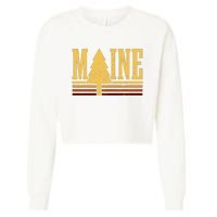 Maine Vintage Tree State Pride Camping Hiking Maine Cropped Pullover Crew