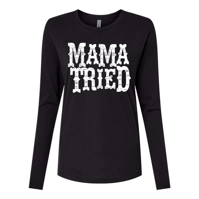 Mama Vintage Tried Country Music For Mom Mother Womens Cotton Relaxed Long Sleeve T-Shirt