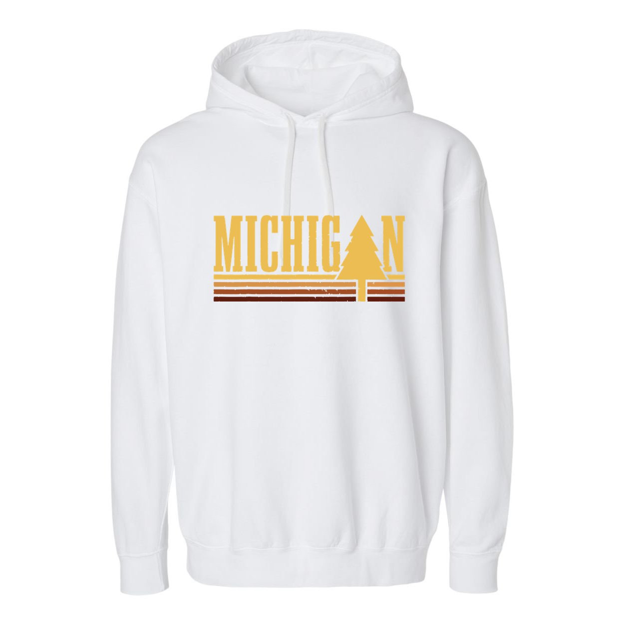 Michigan Vintage Tree State Pride Camping Hiking Michigan Garment-Dyed Fleece Hoodie