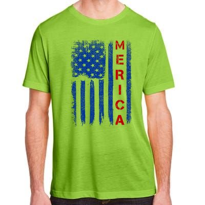 Merica Vintage USA Flag Stars And Stripes Funny 4th Of July Adult ChromaSoft Performance T-Shirt