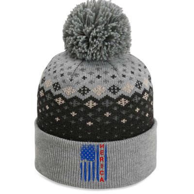 Merica Vintage USA Flag Stars And Stripes Funny 4th Of July The Baniff Cuffed Pom Beanie