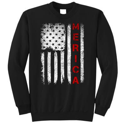 Merica Vintage USA Flag Stars And Stripes Funny 4th Of July Sweatshirt