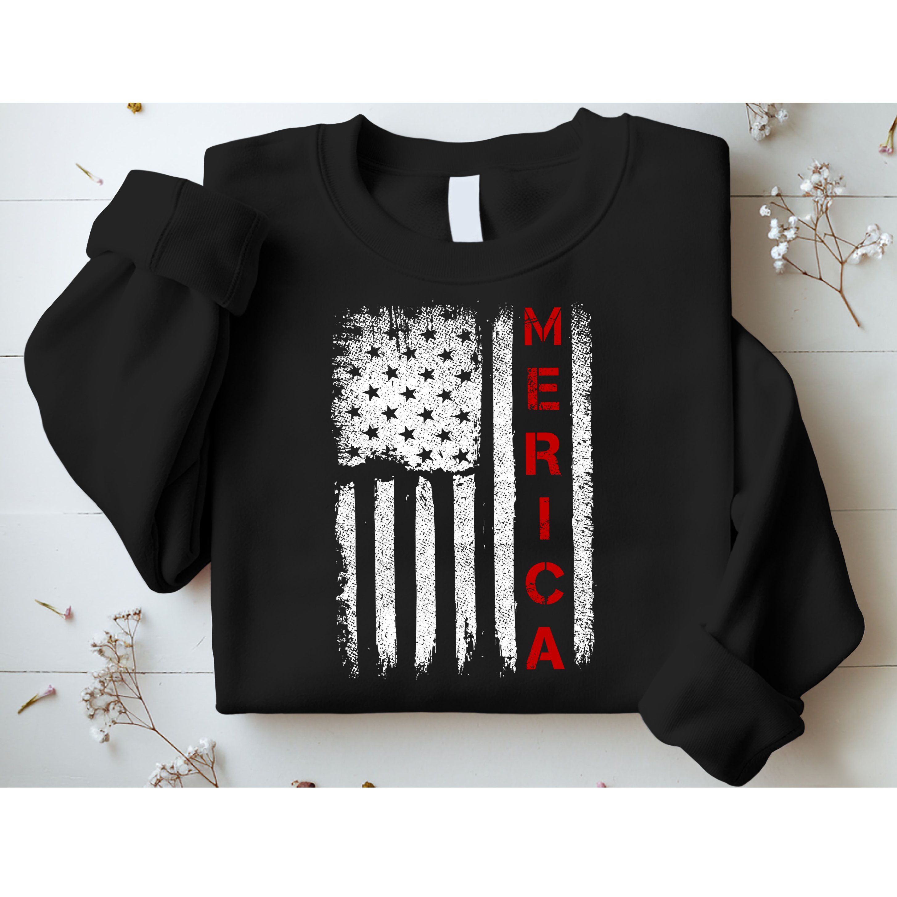 Merica Vintage USA Flag Stars And Stripes Funny 4th Of July Sweatshirt