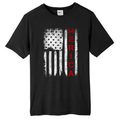 Merica Vintage USA Flag Stars And Stripes Funny 4th Of July Tall Fusion ChromaSoft Performance T-Shirt