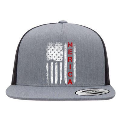 Merica Vintage USA Flag Stars And Stripes Funny 4th Of July Flat Bill Trucker Hat