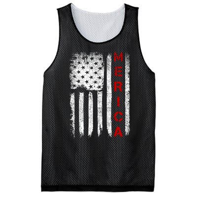 Merica Vintage USA Flag Stars And Stripes Funny 4th Of July Mesh Reversible Basketball Jersey Tank