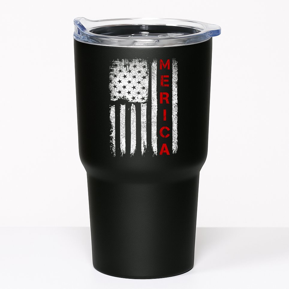 Merica Vintage USA Flag Stars And Stripes Funny 4th Of July Tumbler
