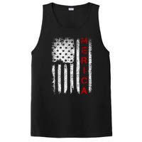 Merica Vintage USA Flag Stars And Stripes Funny 4th Of July PosiCharge Competitor Tank