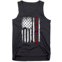 Merica Vintage USA Flag Stars And Stripes Funny 4th Of July Tank Top