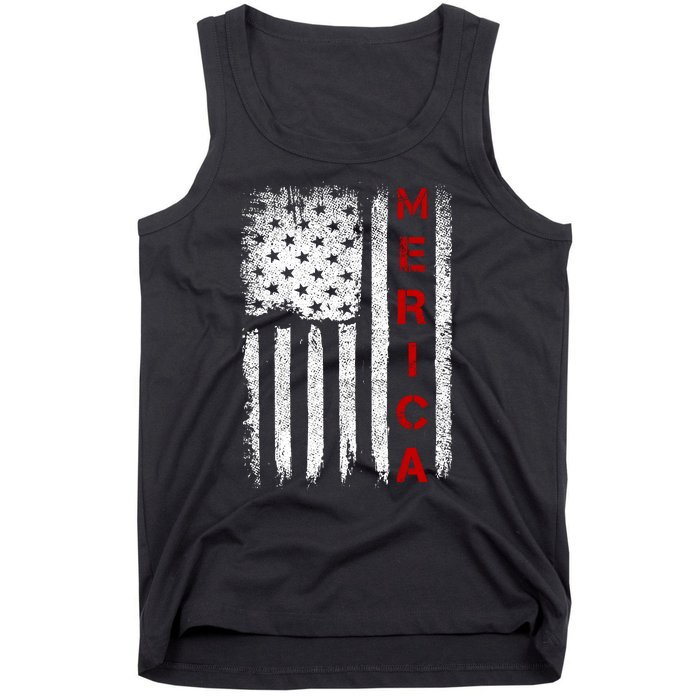 Merica Vintage USA Flag Stars And Stripes Funny 4th Of July Tank Top