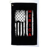 Merica Vintage USA Flag Stars And Stripes Funny 4th Of July Golf Towel